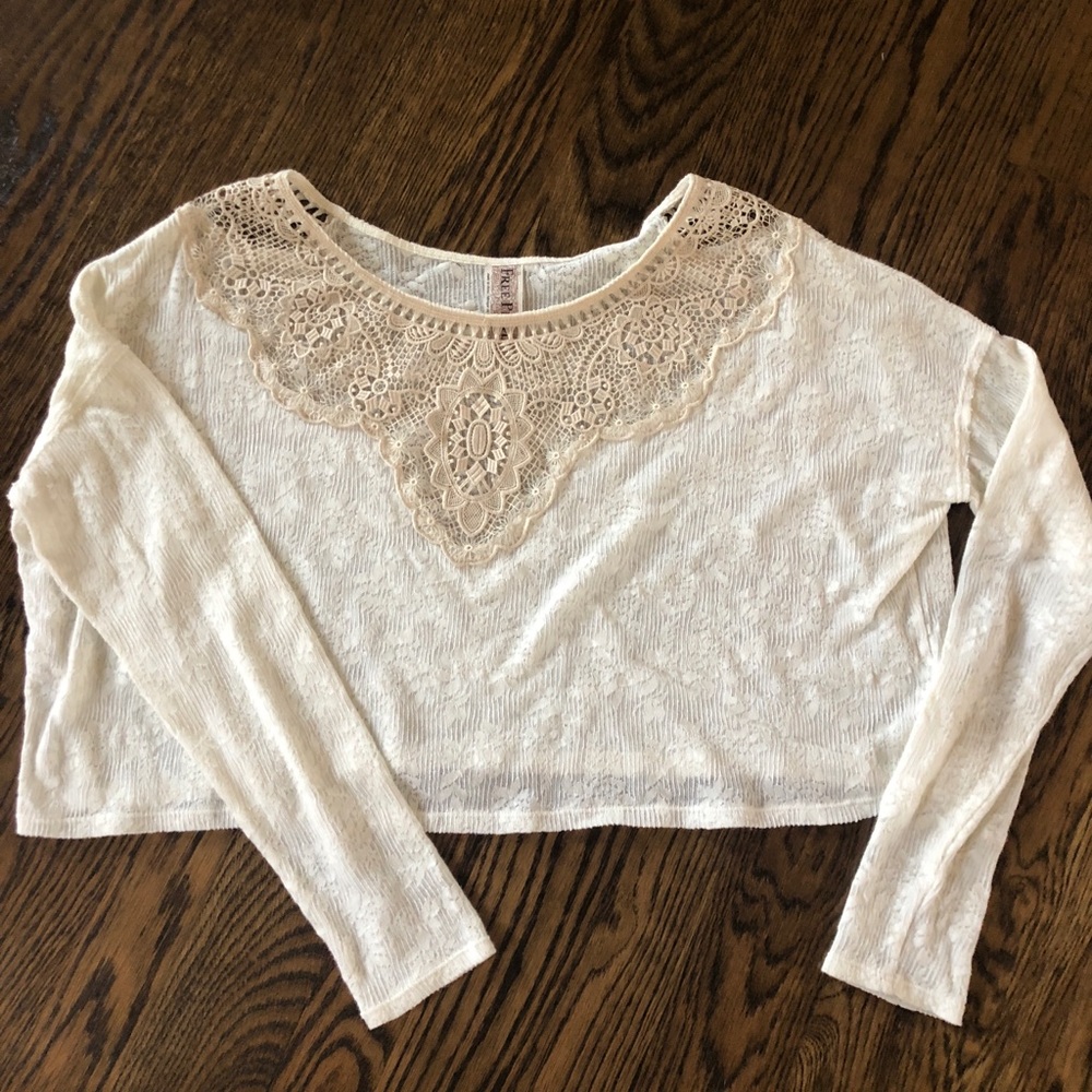 Free people ivory lace crop top